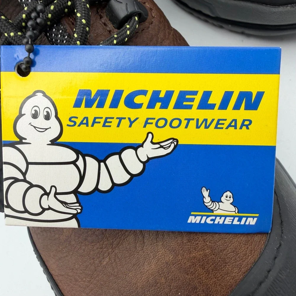 Michelin Mens‎ 12W HydroEdge Steel Toe Work Boots Brown Waterproof Oil Resistant